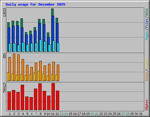 Daily usage for December 2025